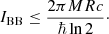 Mathematical equation: $$ \begin{aligned} I_{\rm BB} \le \frac{2 \pi M R c}{\hbar \ln 2}\cdot \end{aligned} $$