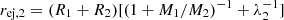 $ r_\mathrm{ej,2}=(R_1+R_2)[(1+M_1/M_2)^{-1}+\lambda_2^{-1}] $