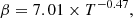 $$ \begin{aligned}\beta = 7.01\times T^{-0.47},\end{aligned} $$