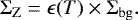 Mathematical equation: \begin{equation*} \Sigma_{\mathrm{Z}} = \epsilon(T) \times \Sigma_{\mathrm{bg}}. \end{equation*}