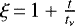 Mathematical equation: $\xi\,{=}\,1+\frac{t}{t_{\nu}}$