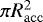 Mathematical equation: $\pi R_{\mathrm{acc}}^2$