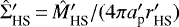 Mathematical equation: $\hat{\Sigma}\prime_{\textrm{HS}}\,{=}\,\hat{M}\prime_{\textrm{HS}}/(4\pi a_{\textrm{p}}\prime r\prime_{\textrm{HS}})$
