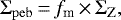 Mathematical equation: \begin{equation*} \Sigma_{\mathrm{peb}}\,{=}\,f_{\textrm{m}}\,{\times}\,\Sigma_{\mathrm{Z}}, \end{equation*}