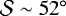$\mathcal{S} \sim 52{{}^{\circ}}$