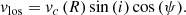 $$ \begin{aligned} { v}_{\rm los} = { v}_{c}\left(R \right) \sin \left( i\right) \cos \left( \psi \right)\!. \end{aligned} $$