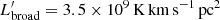 Mathematical equation: $ L^\prime_{\rm broad}= 3.5\times10^9\,{\rm K}\,{\rm km}\,{\rm s}^{-1}\,{\rm pc}^2 $