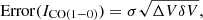 $$ \begin{aligned} \mathrm{Error} (I_{\rm CO(1{-}0)}) = \sigma \sqrt{{\Delta V}{\delta V}}, \end{aligned} $$