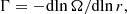 $$ \begin{aligned} \Gamma =-\mathrm{d}\mathrm{ln}\, \Omega /\mathrm{d} \mathrm{ln}\,r, \end{aligned} $$