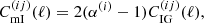 $$ \begin{aligned} C^{(ij)}_\mathrm{mI} (\ell ) = 2 (\alpha ^{(i)} - 1) C^{(ij)}_\mathrm{IG} (\ell ), \end{aligned} $$