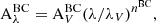 $$ \begin{aligned} \mathrm{A} ^{\mathrm{BC} }_\lambda = \mathrm{A} ^{\mathrm{BC} }_{V}(\lambda /\lambda _{V})^{{n}^{\mathrm{BC} }}, \end{aligned} $$