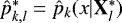 $\hat{p}^*_{k,l} = \hat{p}_k(x | \mathbf{X}^*_l)$