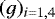 $(g)_{i=1,4}$