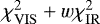 Mathematical equation: $\chi^2_{\mathrm{VIS}} + w \chi^2_{\mathrm{IR}}$