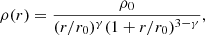 Mathematical equation: $$ \begin{aligned} \rho (r)=\frac{\rho _0}{(r/r_0)^{\gamma }(1+r/r_0)^{3-\gamma }} , \end{aligned} $$