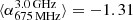$ \langle\alpha_{\mathrm{675\,MHz}}^{\mathrm{3.0\,GHz}}\rangle=-1.31 $