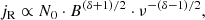 $$ \begin{aligned} j_{\rm R}\propto N_{0}\cdot B^{(\delta +1)/2} \cdot \nu ^{-(\delta -1)/2}, \end{aligned} $$