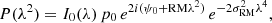 $$ \begin{aligned} P(\lambda ^{2}) = I_{0}(\lambda )\,p_{0}\,e^{2i (\psi _{0}+\mathrm{RM}\lambda ^{2})}\,e^{-2\sigma _{\rm RM}^{2}\lambda ^{4}}, \end{aligned} $$
