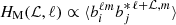 $ H_{\rm M}({\mathcal{L}},\ell)\propto {\langle {b_i^{\ell m} b_j^{\ast\,\ell+{\mathcal{L}},m}}\rangle} $