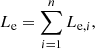 Mathematical equation: $$ \begin{aligned} L_{\rm e}=\sum _{i=1}^{n} L_{\mathrm{e},i}, \end{aligned} $$