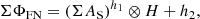 $$ \begin{aligned} \Sigma \Phi _{\rm FN}=\left(\Sigma A_{\rm S}\right)^{h_1}\otimes H+h_2, \end{aligned} $$
