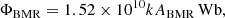 $$ \begin{aligned} \Phi _{\rm BMR}=1.52\times 10^{10}kA_{\rm BMR}\,\mathrm{Wb}, \end{aligned} $$
