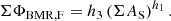 $$ \begin{aligned} \Sigma \Phi _{\rm BMR,F}=h_3\left(\Sigma A_{\rm S}\right)^{h_1}. \end{aligned} $$