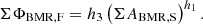 $$ \begin{aligned} \Sigma \Phi _{\rm BMR,F}=h_3\left(\Sigma A_{\rm BMR,S}\right)^{h_1}. \end{aligned} $$
