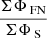 $ \frac{{\Sigma{\Phi_{\text{ FN}}}}}{{\Sigma{\Phi_{\text{ S}}}}} $
