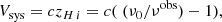 $$ \begin{aligned} {V}_{\rm sys} = cz_{{H\,i }} = c(\;(\nu _0/\nu ^\mathrm{obs})-1), \end{aligned} $$