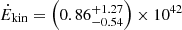 $ \dot{E}_{\mathrm{kin}} = \left( 0.86^{+1.27}_{-0.54} \right) \times 10^{42} $