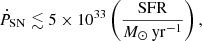 $$ \begin{aligned} \dot{P}_{\rm SN} \lesssim 5 \times 10^{33} \left(\frac{\mathrm{SFR}}{M_\odot \,\mathrm{yr}^{-1}} \right), \end{aligned} $$