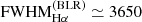 $ \mathrm{FWHM}^{\mathrm{(BLR)}}_{\mathrm{H}\alpha} \simeq 3650 $