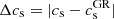 $ \Delta c_{\mathrm{s}} = |c_{\mathrm{s}} - c^{\mathrm{GR}}_{\mathrm{s}}| $