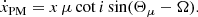 $$ \begin{aligned} \dot{x}_{\rm PM} = x\,\mu \cot i \sin (\Theta _{\mu } - \Omega ). \end{aligned} $$