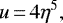 Mathematical equation: \begin{equation*}u\,{=}\,4\eta^5,\end{equation*}