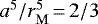 Mathematical equation: $a^5/r_{\mathrm{M}}^5\,{=}\,2/3$