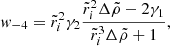 Mathematical equation: $$ \begin{aligned} w_{-4}&=\tilde{r}_{i}^{2}\gamma _{2}\frac{\tilde{r}_{i}^{2}\Delta \tilde{\rho }-2\gamma _{1}}{\tilde{r}_{i}^{3}\Delta \tilde{\rho }+1}, \end{aligned} $$