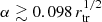 $ \alpha\gtrsim 0.098\,r_{\mathrm{tr}}^{1/2} $
