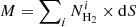 $ M=\sum\nolimits_i N^i_{{\rm H}_2}\times {\rm d}S $
