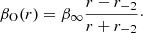 Mathematical equation: $$ \begin{aligned} \beta _{\rm O}(r)=\beta _{\infty }\frac{r-r_{-2}}{r+r_{-2}}\cdot \end{aligned} $$