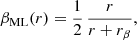 Mathematical equation: $$ \begin{aligned} \beta _{\rm ML}(r)=\frac{1}{2}\,\frac{r}{r+r_\beta }, \end{aligned} $$