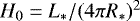 Mathematical equation: $H_0 = {L_{\ast}} / (4 \pi {R_{\ast}})^2$