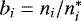 Mathematical equation: $b_i = n_i / n_i^*$