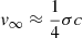 Mathematical equation: $ \mathit{v}_\infty\approx \frac{1}{4} \sigma c $