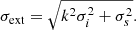 Mathematical equation: $$ \begin{aligned} \sigma _{\rm {ext}} = \sqrt{k^2\sigma ^2_i+\sigma _s^2}. \end{aligned} $$