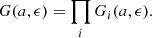 Mathematical equation: $$ \begin{aligned} G (a, \epsilon ) = \prod _{i} G_i (a, \epsilon ) . \end{aligned} $$
