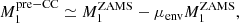 Mathematical equation: $$ \begin{aligned} M_1^\mathrm{pre-CC} \simeq M_1^\mathrm{ZAMS} - \mu _{\rm env}M_1^\mathrm{ZAMS} , \end{aligned} $$