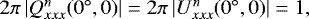 Mathematical equation: $ 2\pi\, |Q^n_{xxx}(0{}^{\circ},0)|= 2\pi\, |U^n_{xxx}(0{}^{\circ},0)|=1,$