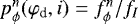 Mathematical equation: $p^n_{\phi}(\varphi_{\textrm{d}},i) = f^n_{\phi}/f_I$
